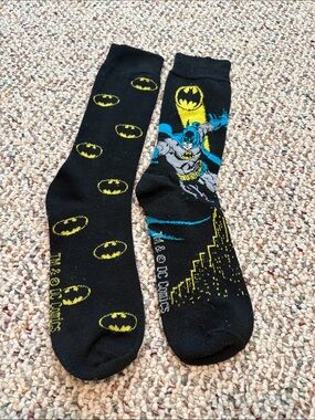 DC Comics Batman Crew Socks - Black, Yellow & Blue